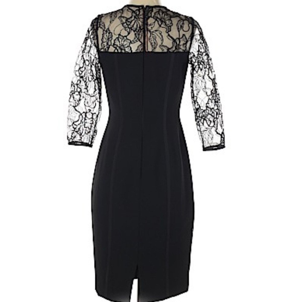 NWOT Carmen Marc Valvo Dress Lace Long Sleeve in Black Size 2 - Picture 2 of 10